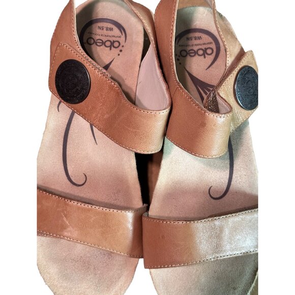 Abeo Tan Cork Wedge Sandals Women's Size 8.5N Hook and Loop Adjustable Straps 2" - Picture 3 of 8